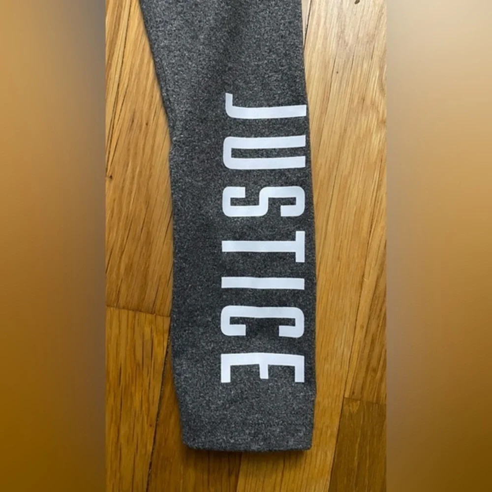 Justice Gray and White Leggings Size 8